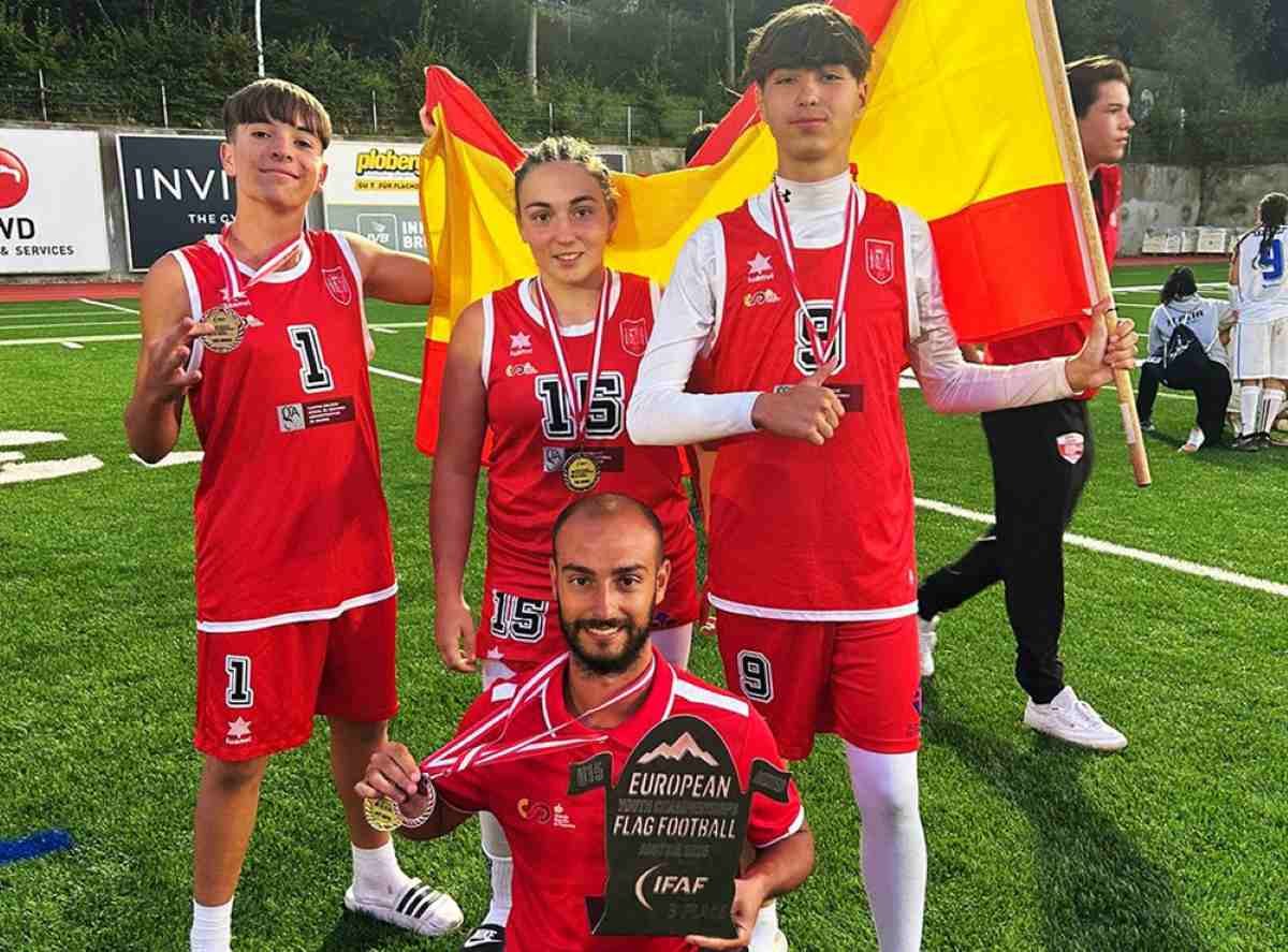 Tres jóvenes de Osos de Rivas brillan con España en el Europeo U15 de flag football