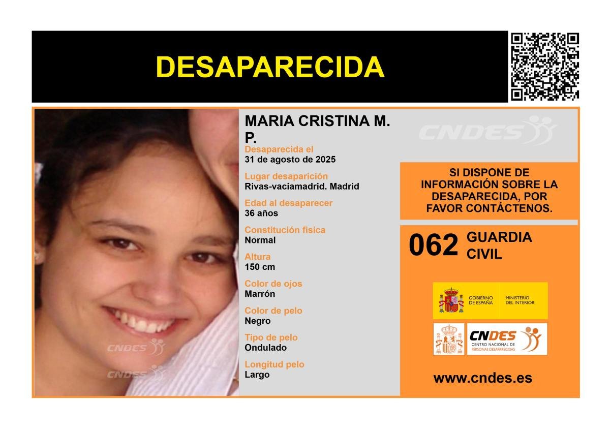 Desaparece en Rivas Vaciamadrid una mujer de 36 años, María Cristina
