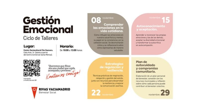 Ciclo de talleres gratuitos para mejorar el bienestar emocional en Rivas