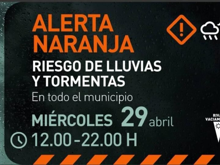 Rivas activa el PLATERIVAS ante la alerta naranja por lluvias y tormentas
