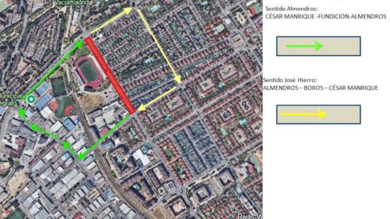 Corte total de tráfico en la calle Junkal de Rivas hoy jueves por obras: estos son los desvíos