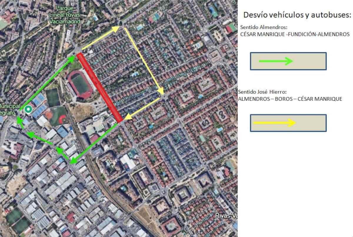 Corte total de tráfico en la calle Junkal de Rivas hoy jueves por obras: estos son los desvíos