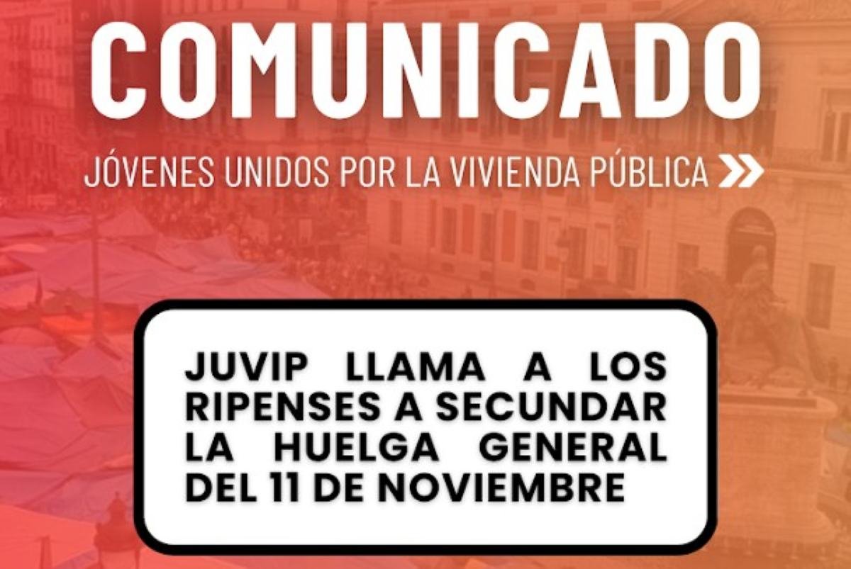 JUVIP llama a secundar la huelga general del 11 de noviembre por el derecho a la vivienda